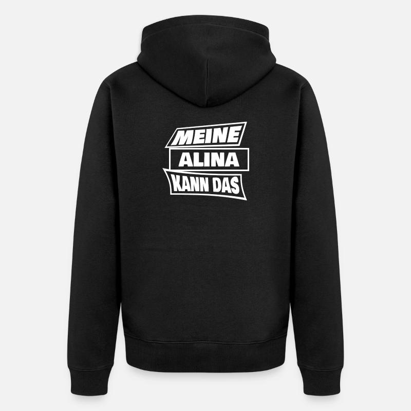 Alina als Sprueche - Unisex Premium Bio Zip Hoodie - Schwarz