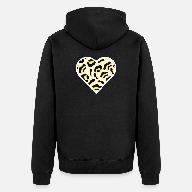 Cœur classique à imprimé léopard - Veste à capuche bio Premium Unisexe - noir