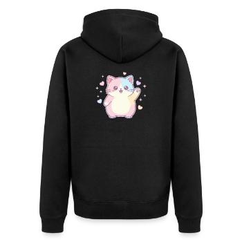 Joie du cœur en chaton pastel - Veste à capuche bio Premium Unisexe - noir - Dos - Nico (187cm)