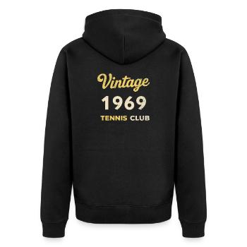 Vintage 1969 Tennis Club Retro Geburtstag Geschenk - Unisex Premium Bio Zip Hoodie - Schwarz - Hinten - Nico (187cm)