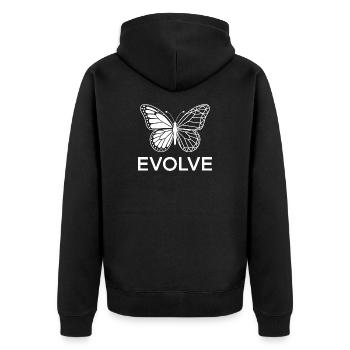 Evolve Butterfly Geometric Line Art - Unisex Premium Organic Zip Hoodie - black - Back - Nico (187cm)