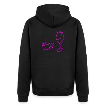 Wein statt Nein, Wine not, Geschenk für Genießer! - Unisex Premium Bio Zip Hoodie - Schwarz - Hinten - Nico (187cm)