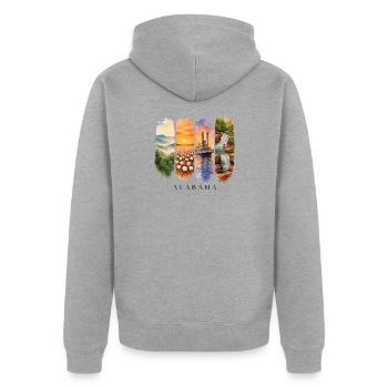 Alabama Urlaub Travel – Südstaaten & Natur Motiv - Unisex Premium Bio Zip Hoodie - Grau meliert - Hinten - Nico (187cm)
