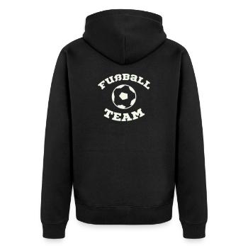 Futball Team Emblem - Unisex Premium Bio Zip Hoodie - Schwarz - Hinten - Nico (187cm)