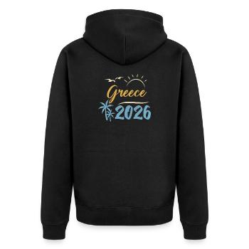 Grèce 2026 - Veste à capuche bio Premium Unisexe - noir - Dos - Nico (187cm)