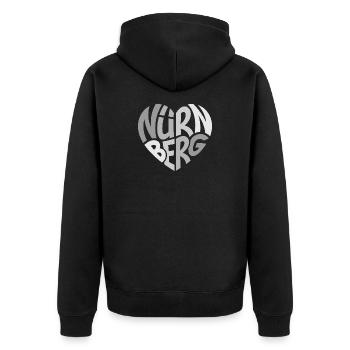 Nürnberg Herz Graffiti Typo - Unisex Premium Bio Zip Hoodie - Schwarz - Hinten - Nico (187cm)