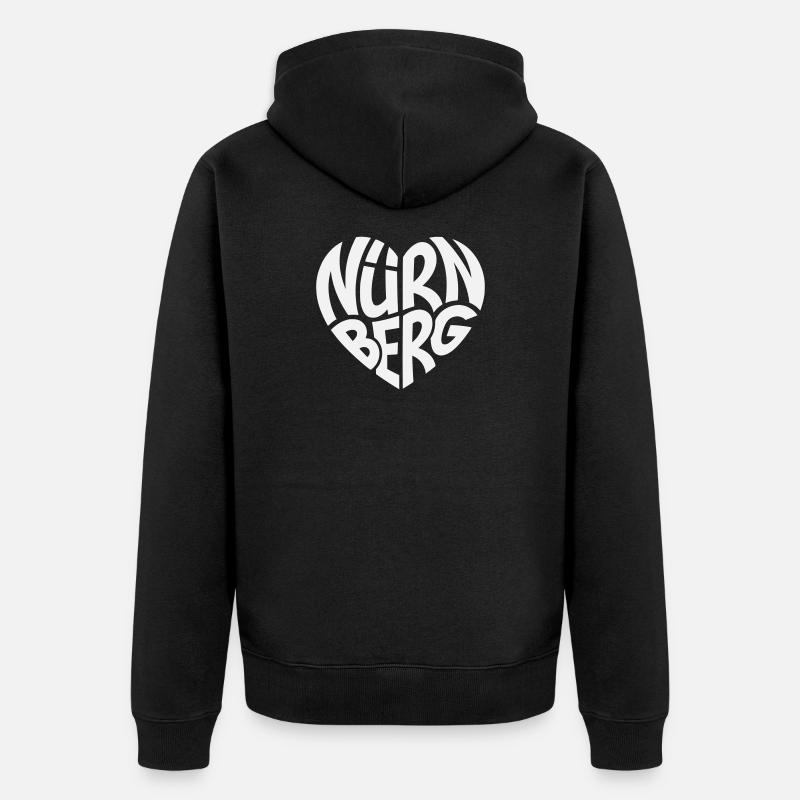 Lettrage en cœur de Nuremberg - Veste à capuche bio Premium Unisexe - noir