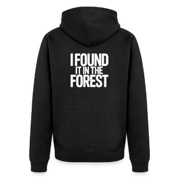 Zum Pilzesammeln Bereit: Steinpilze Sammeln - Unisex Premium Bio Zip Hoodie - Schwarz - Hinten - Nico (187cm)
