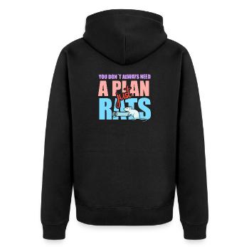 Ratte Hausratte Rattenbesitzer Rattenliebhaber - Unisex Premium Bio Zip Hoodie - Schwarz - Hinten - Nico (187cm)