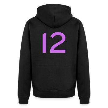 12 - Unisex Premium Bio Zip Hoodie - Schwarz - Hinten - Nico (187cm)