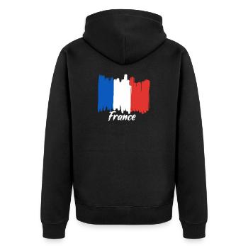 Frankreich Flagge Geschenkidee - Unisex Premium Bio Zip Hoodie - Schwarz - Hinten - Nico (187cm)