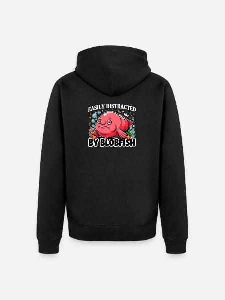 Easily Distracted By Blobfish Lustiger Blobfisch - Unisex Premium Organic Zip Hoodie - black