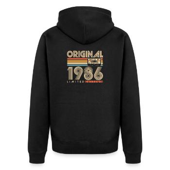 40 ans 40 ans 1986 Vintage Né - Veste à capuche bio Premium Unisexe - noir - Dos - Nico (187cm)