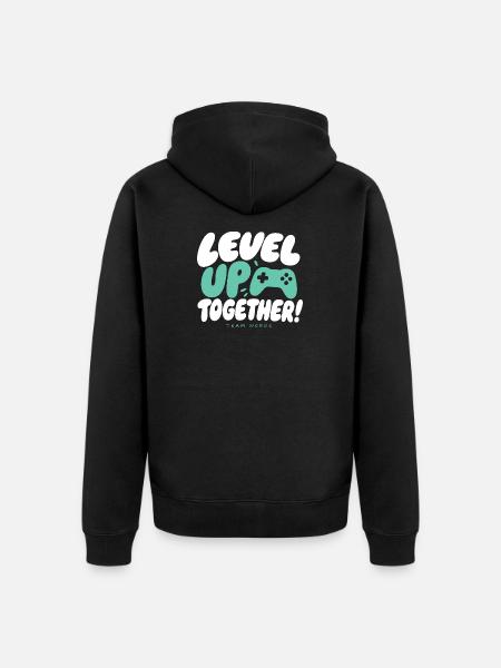 Level Up Together Team Nerds - Unisex Premium Bio Zip Hoodie - Schwarz