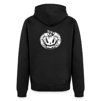 Funny Halloween Pumpkin with many ghosts - Unisex Premium Bio Zip Hoodie - Schwarz - Hinten - Nico (187cm)