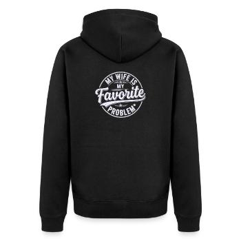 My Wife is My Favorite Problem Shirt Funny Quote - Veste à capuche bio Premium Unisexe - noir - Dos - Nico (187cm)