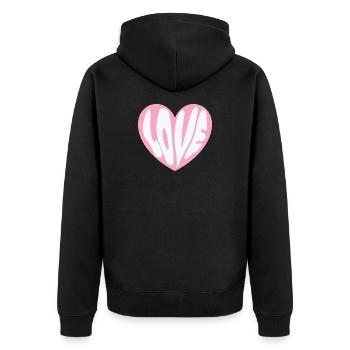 Y2K ästhetische Pink-weiße Liebesherz-Grafik - Unisex Premium Bio Zip Hoodie - Schwarz - Hinten - Nico (187cm)