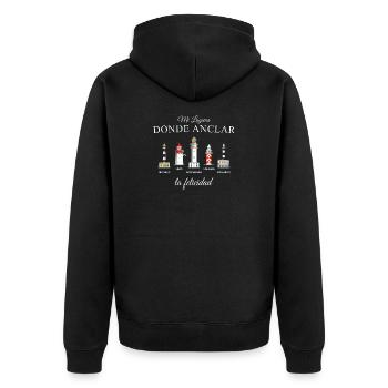Balearen, Ibiza, Formentera, Mallorca, Menorca - Unisex Premium Bio Zip Hoodie - Schwarz - Hinten - Nico (187cm)