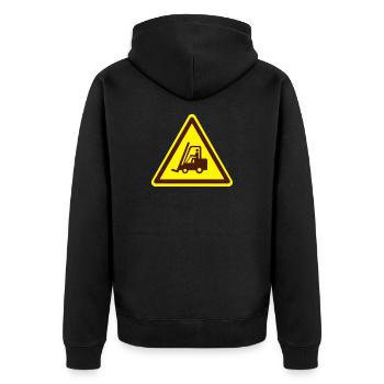 Forklift plate (colors adjustable!) - Unisex Premium Organic Zip Hoodie - black - Back - Nico (187cm)
