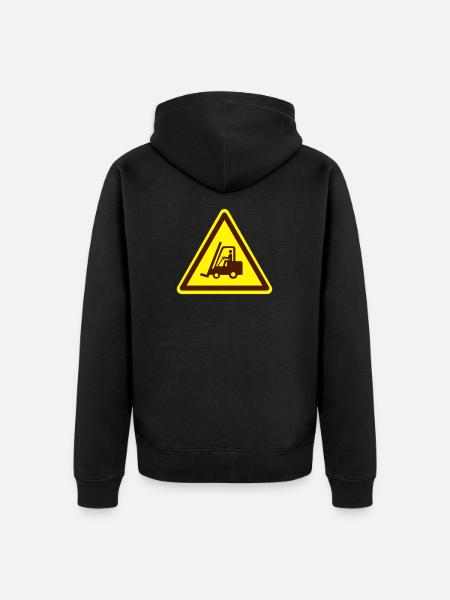 Gabelstapler Schild (Farben anpassbar!) - Unisex Premium Bio Zip Hoodie - Schwarz