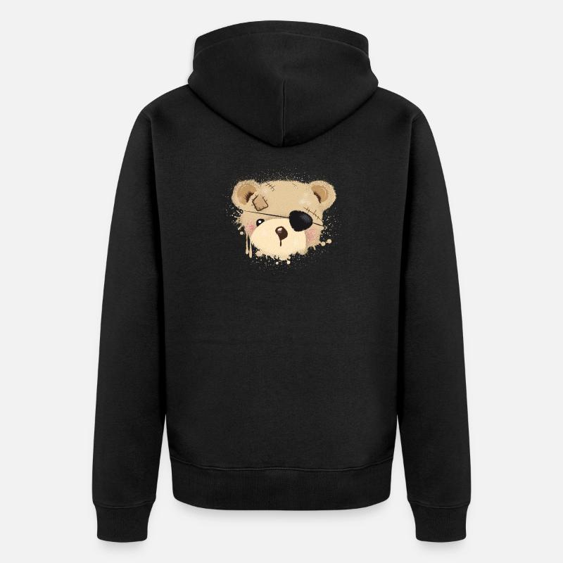 Nounours avec cache-œil - Veste à capuche bio Premium Unisexe - noir