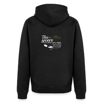 Heilbutt Angler in Norwegen / Island bigger boat - Unisex Premium Bio Zip Hoodie - Schwarz - Hinten - Nico (187cm)