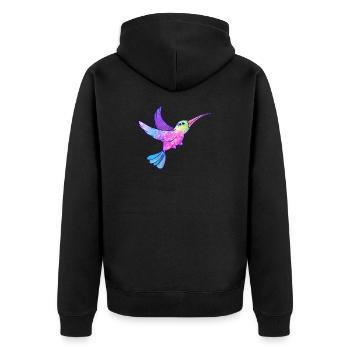 Colibri oiseau mignon animaux - Veste à capuche bio Premium Unisexe - noir - Dos - Nico (187cm)