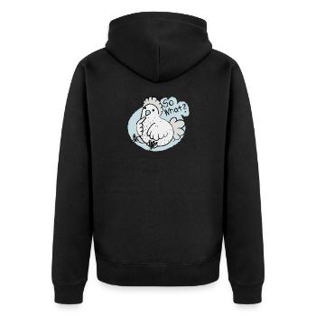 so what ? - Unisex Premium Bio Zip Hoodie - Schwarz - Hinten - Nico (187cm)