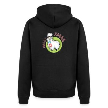 merry christmas alpaka Symbol Natur Tiere xmas - Unisex Premium Bio Zip Hoodie - Schwarz - Hinten - Nico (187cm)