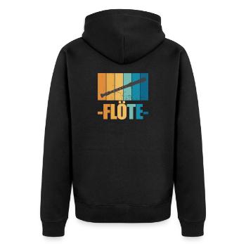 Flöte Vintage Musiker Instrument Geschenk - Unisex Premium Bio Zip Hoodie - Schwarz - Hinten - Nico (187cm)