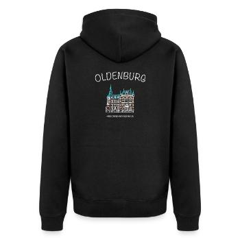 Oldenburg, Historic Town Hall, Lower Saxony - Unisex Premium Organic Zip Hoodie - black - Back - Nico (187cm)