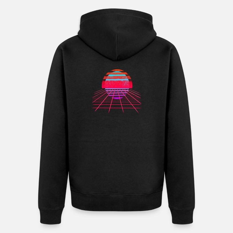 Rétro Wave Sunset Vaporwave - Veste à capuche bio Premium Unisexe - noir
