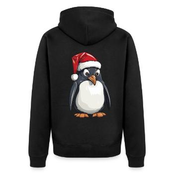 Pingouin Noël Animal Portrait Noël - Veste à capuche bio Premium Unisexe - noir - Dos - Nico (187cm)