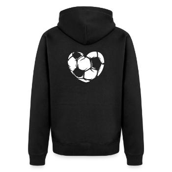 Fußball Liebe Herz Symbol Illustration Mannschaft - Unisex Premium Bio Zip Hoodie - Schwarz - Hinten - Nico (187cm)