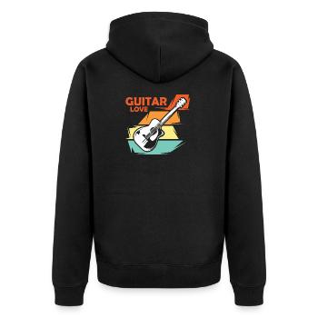Gitarre Liebe Musik Illustration vintage retro - Unisex Premium Bio Zip Hoodie - Schwarz - Hinten - Nico (187cm)