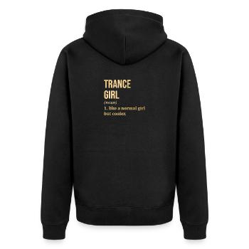 Trance Trance Trance - Unisex Premium Bio Zip Hoodie - Schwarz - Hinten - Nico (187cm)