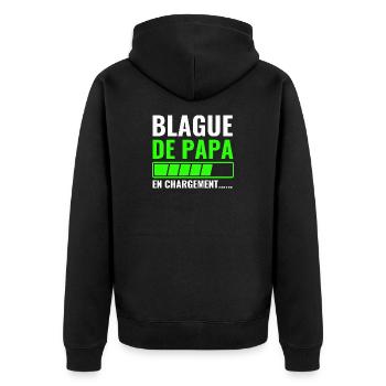 Papas Witz wird geladen - Unisex Premium Bio Zip Hoodie - Schwarz - Hinten - Nico (187cm)