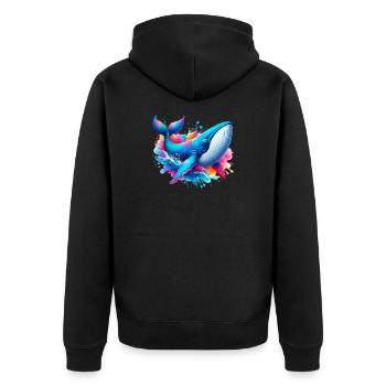 Wal - Unisex Premium Bio Zip Hoodie - Schwarz - Hinten - Nico (187cm)