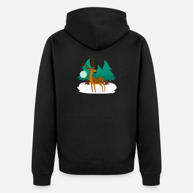 Disco Hirsch - Unisex Premium Bio Zip Hoodie - Schwarz