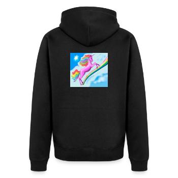 Licorne et arc-en-ciel - Veste à capuche bio Premium Unisexe - noir - Dos - Nico (187cm)