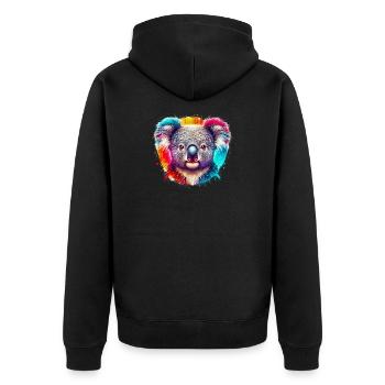 Koala - Unisex Premium Organic Zip Hoodie - black - Back - Nico (187cm)