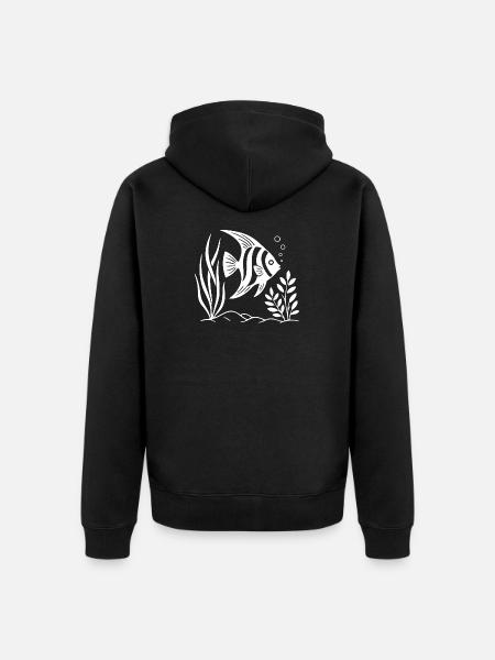 Black and White Tropical Fish Design - Unisex Premium Organic Zip Hoodie - black