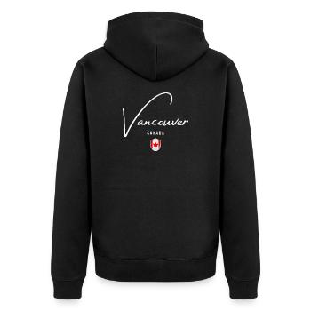 Vancouver Canada, design minimaliste élégant - Veste à capuche bio Premium Unisexe - noir - Dos - Nico (187cm)