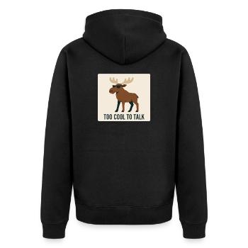 Cooler Elch mit Sonnenbrille und Text - Unisex Premium Bio Zip Hoodie - Schwarz - Hinten - Nico (187cm)