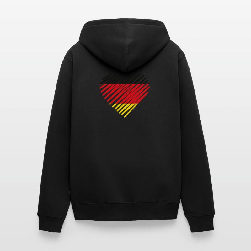 Abstrakte deutsche Flagge Herz Design Unisex Premium Bio Zip Hoodie