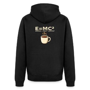 Energie ist gleich Milch und Kaffee Mathe-Witz - Unisex Premium Bio Zip Hoodie - Schwarz - Hinten - Nico (187cm)
