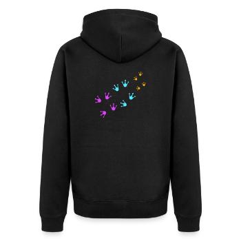 3 Frösche Fußabdrücke Familie Eltern Kind Team süß - Unisex Premium Bio Zip Hoodie - Schwarz - Hinten - Nico (187cm)