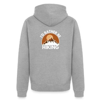 Bergwandern Liebe Klettern - Unisex Premium Bio Zip Hoodie - Grau meliert - Hinten - Nico (187cm)