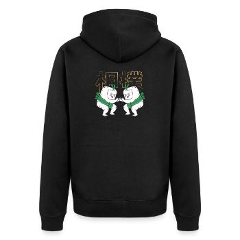 Sumo - Unisex Premium Bio Zip Hoodie - Schwarz - Hinten - Nico (187cm)