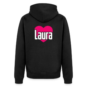 I Love Laura Pinkes Herz Ich liebe Laura - Unisex Premium Bio Zip Hoodie - Schwarz - Hinten - Nico (187cm)